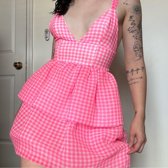 NBD Pink Gingham Rita Mini Dress Size XS - Picture 3 of 6